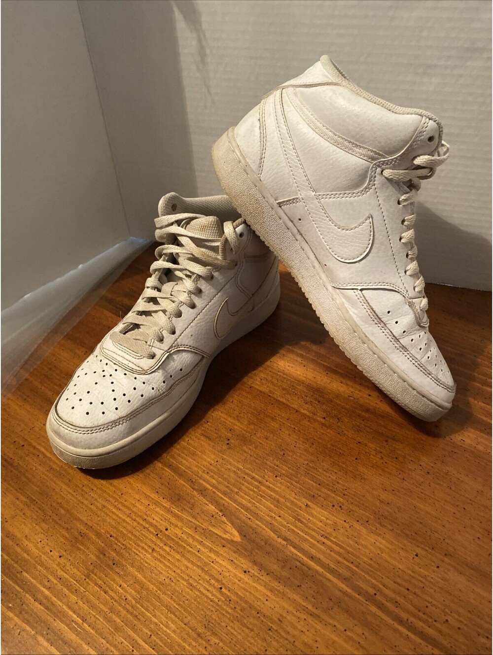 Nike Teens White Mid Top Lace-Up Sneakers Solid CD5436-100 Size 8.5